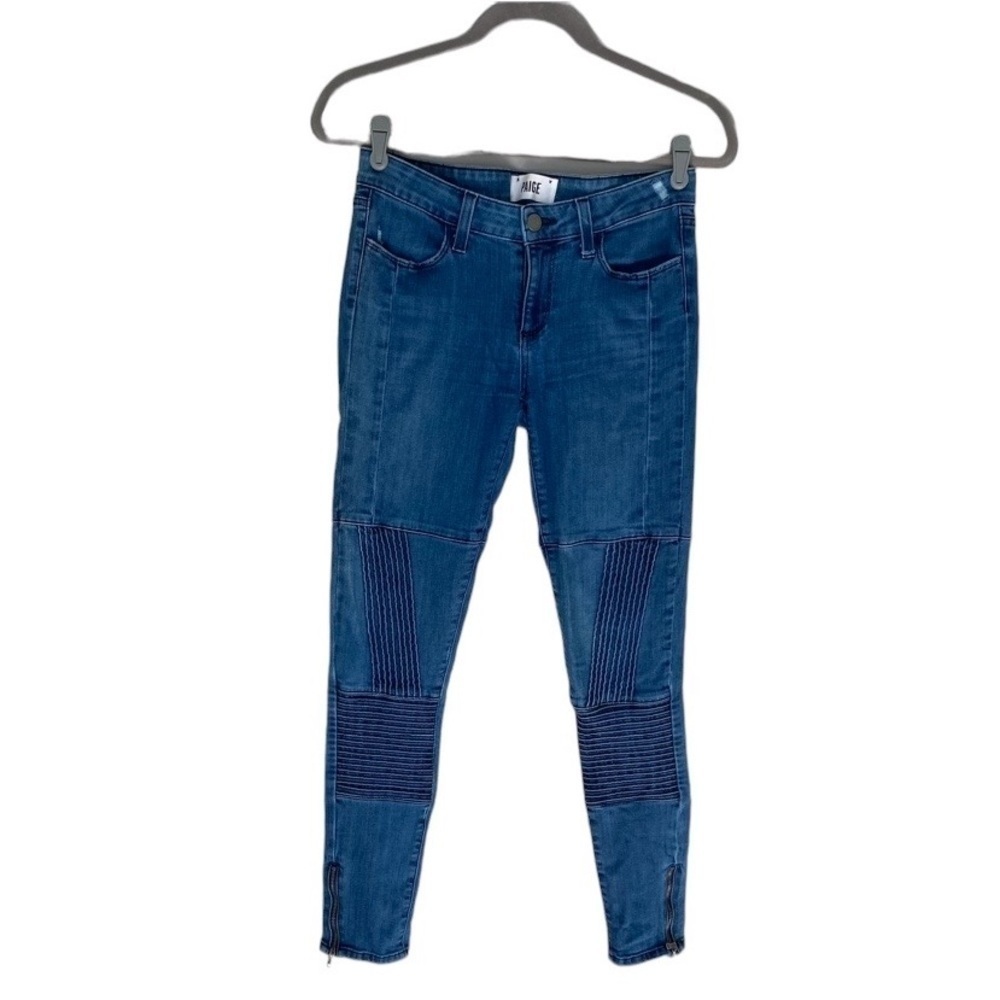 PAIGE Monica Skinny Jeans Zipper Ankle Pockets Blue Denim Women Size 27